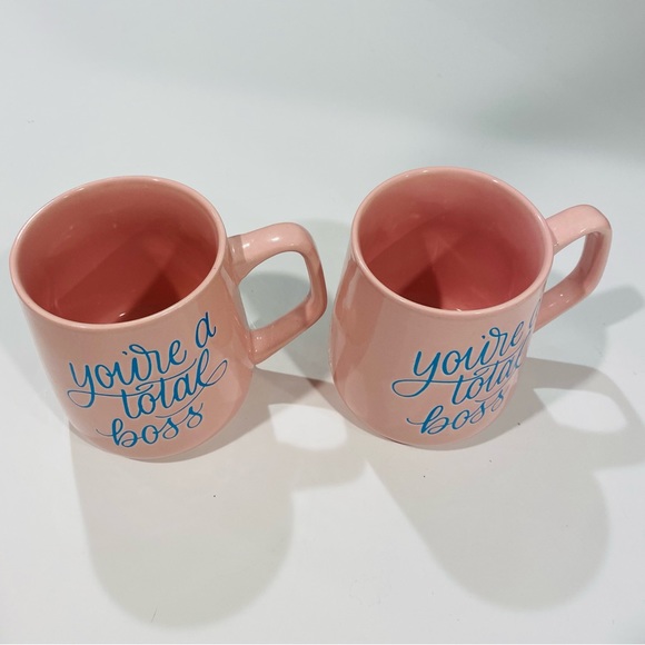 Austin & Ash Set of 2 “You’re a Total Boss” Pink Blue Coffee Mug - Picture 1 of 9